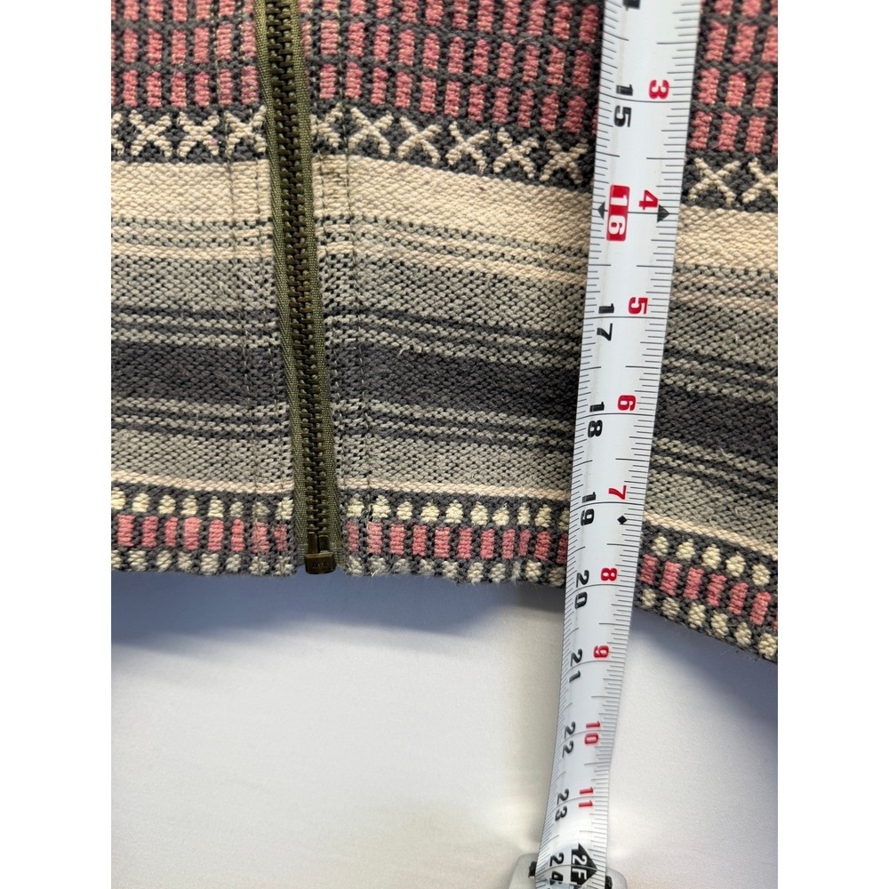 American Eagle Tribal Jacket XL Zip Front Ethnic Pattern Olive Cotton Moto - Picture 5 of 9